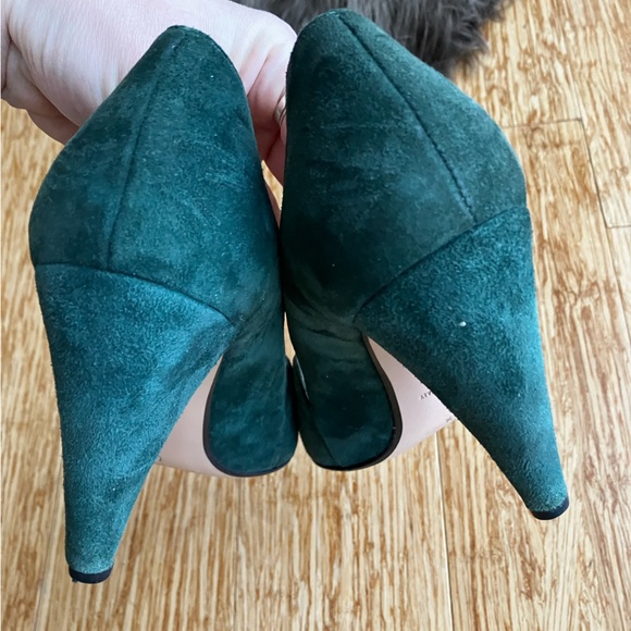Dark green suede Walter Steiger curved high heels - Picture 6 of 9